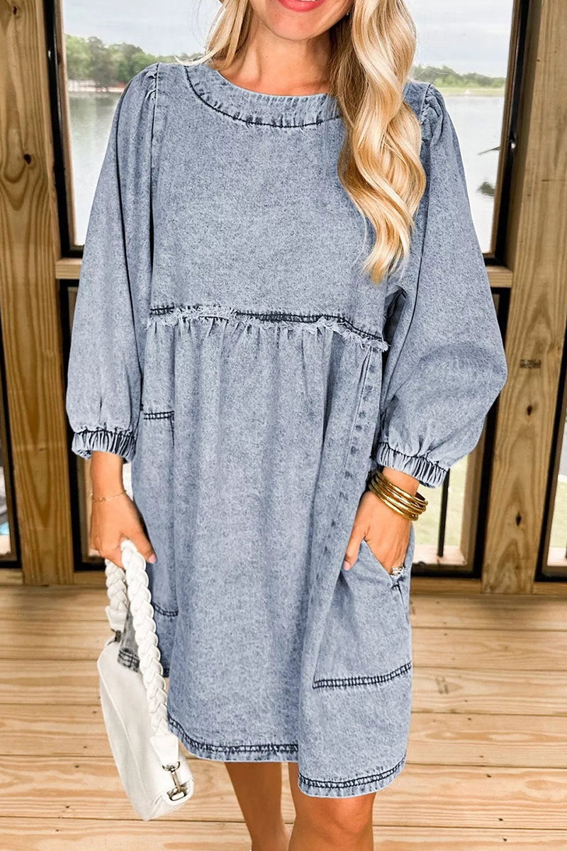 Women's Casual Loose Denim Mini Dress