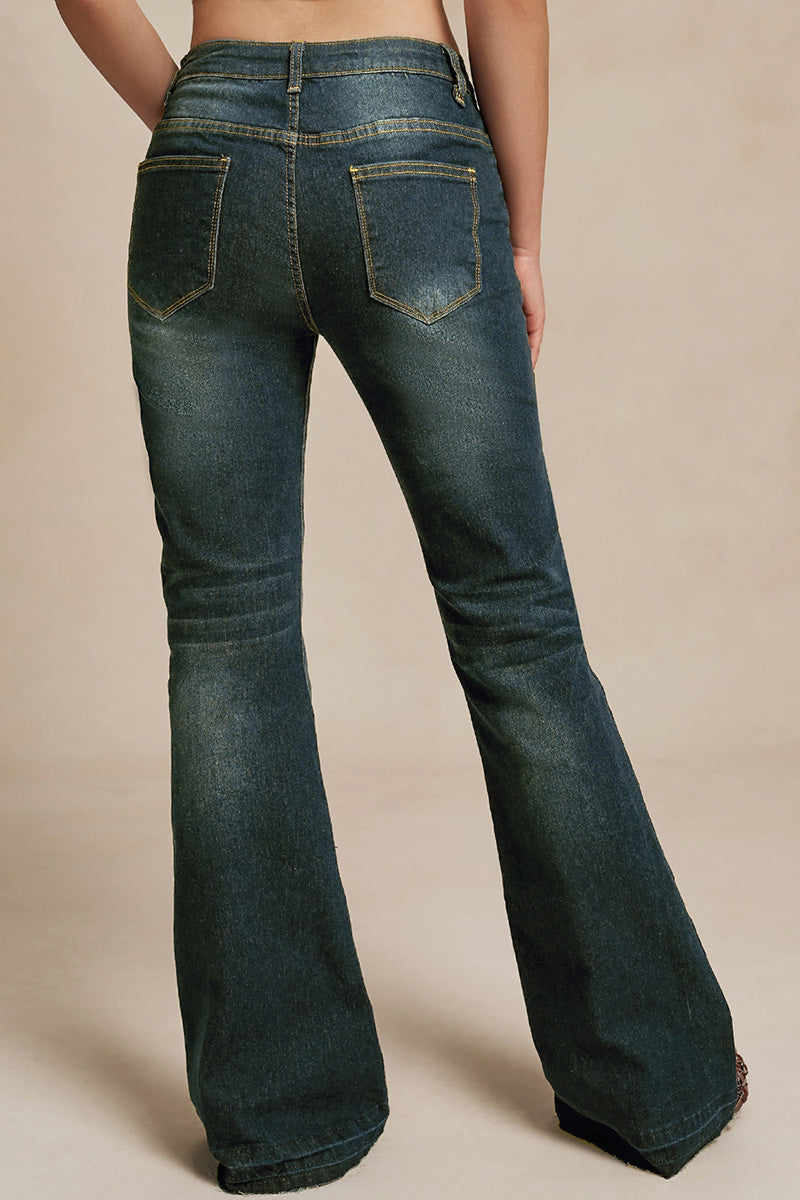 Women's Vintage Low-Rise Flared Floor-Length Jeans
