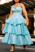 Women's Elegant Ruffle Tiered Hem Maxi Dress