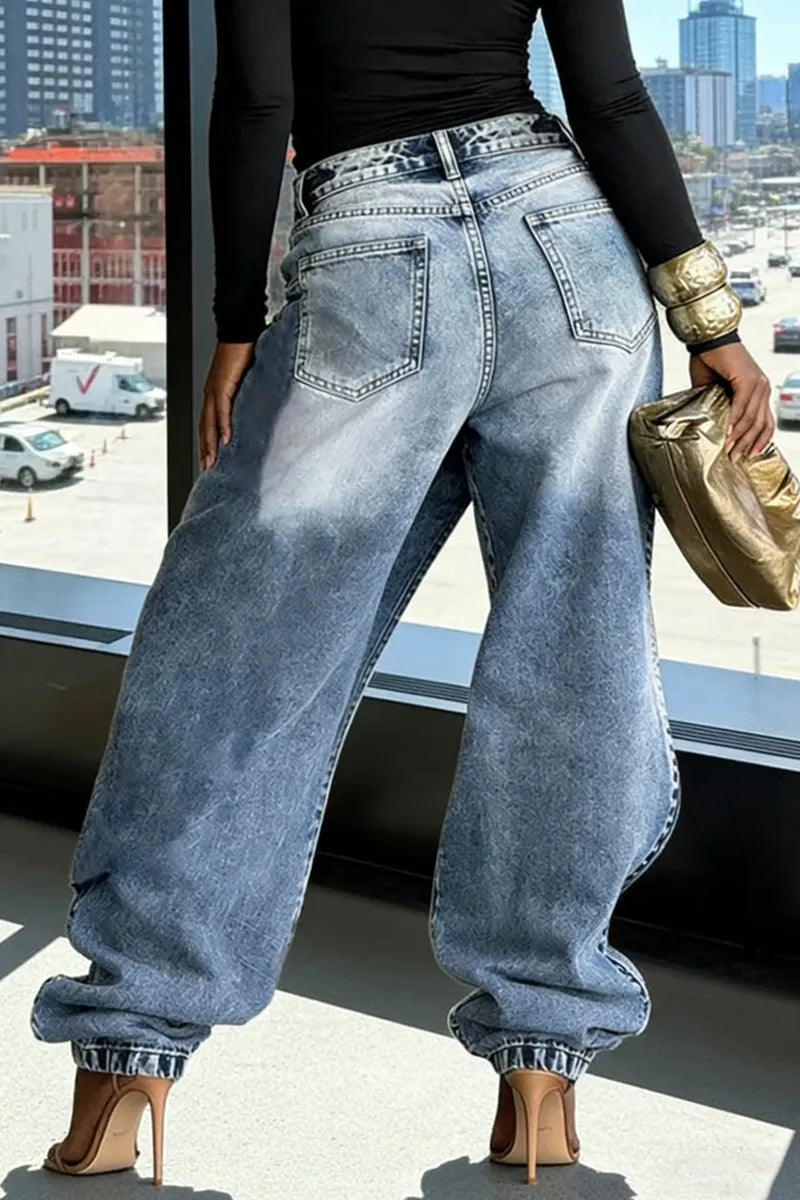 Ladies' Hot Selling Casual Asymmetrical Overlapping Jeans