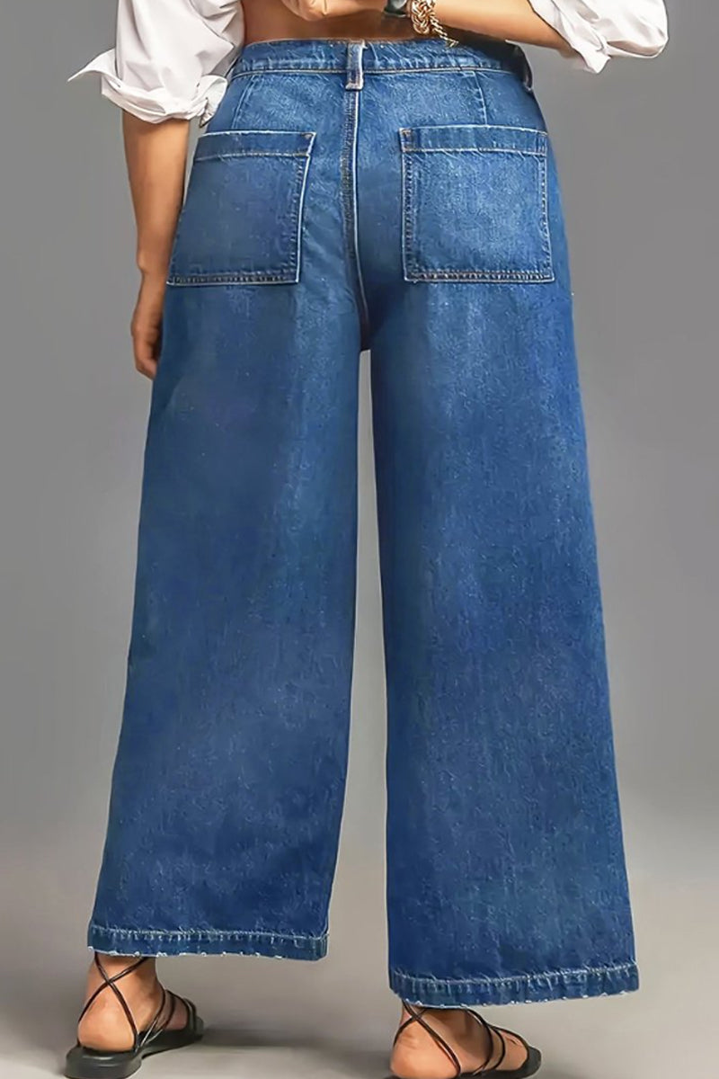 Hot Selling Women's Plus Size Casual Street Washed Straight Leg Jeans