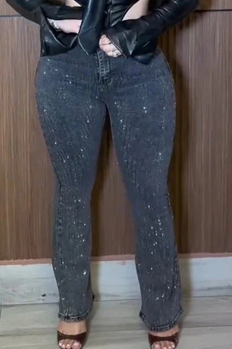 Women's Casual Rhinestone Skinny Jeans
