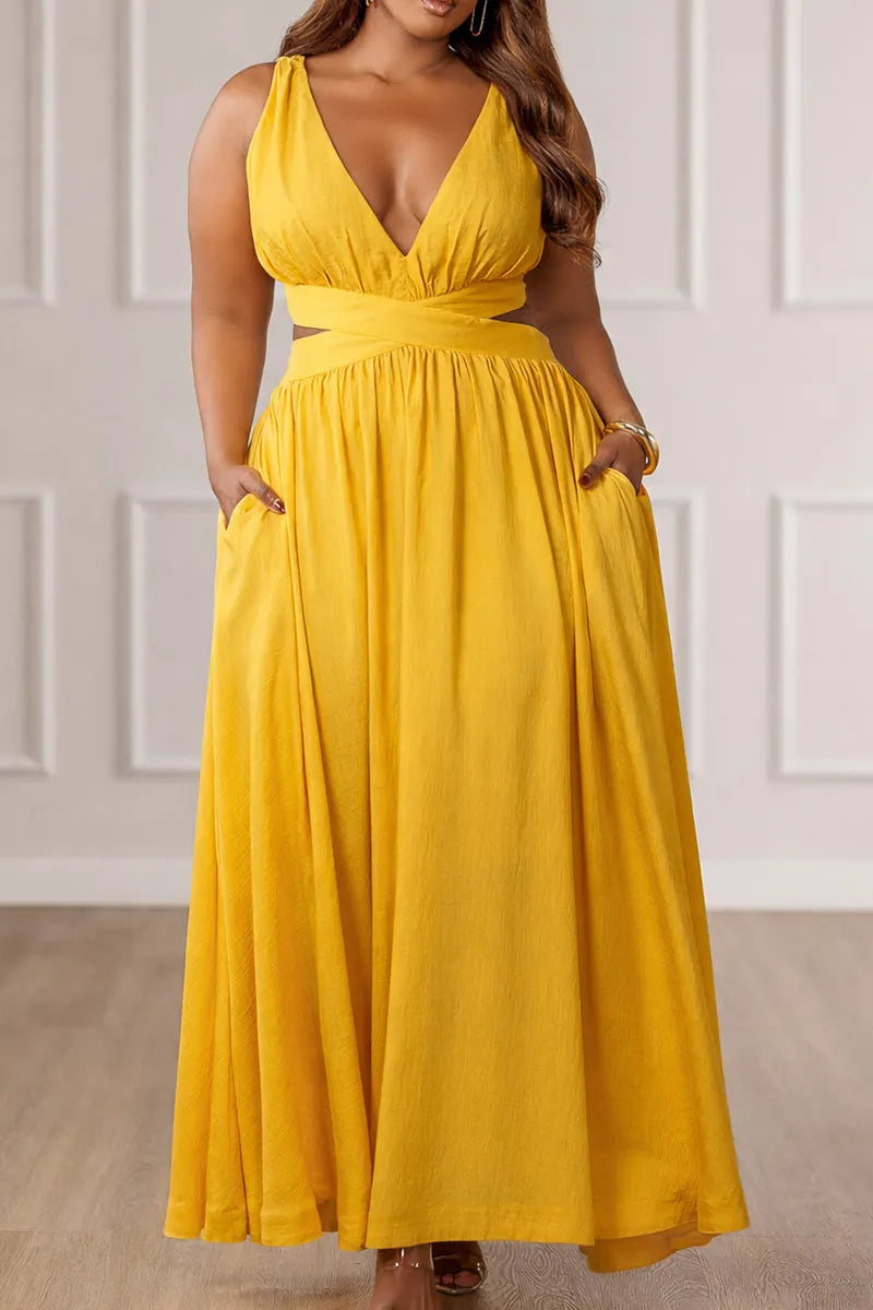 Women's Party Maxi Dress With Crossover Design