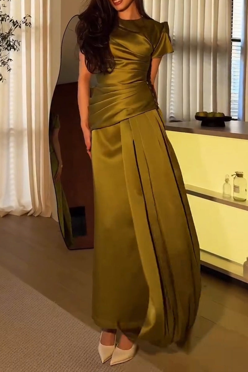 Women's Elegant Party Pleated Streamer Maxi Dress