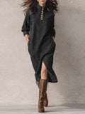 Women's Stand-collar Long-sleeved Casual Loose Denim Dress