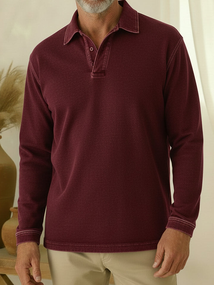 Unisex Casual Polo-neck Denim Sweatshirt