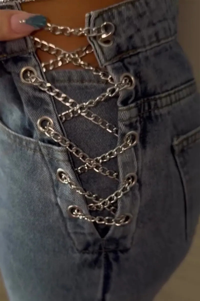 Women's Fashion Halter Vest or Side Chain Jeans