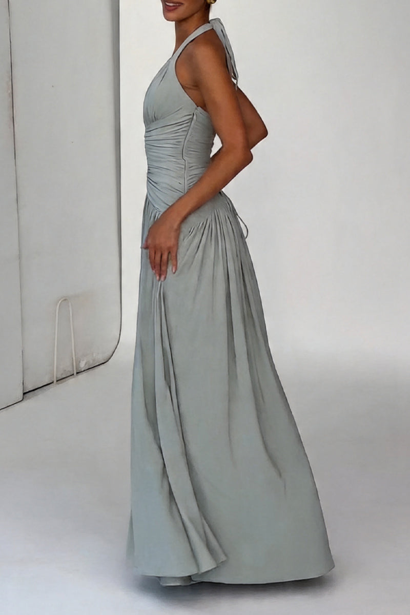 Women's Elegant Back Tie Pleated Dress