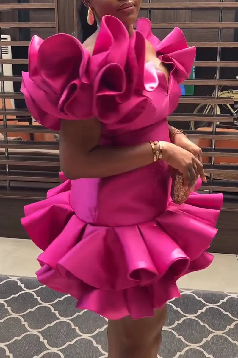 Women's Fashion Design Tiered Flounce Hem Party Dress