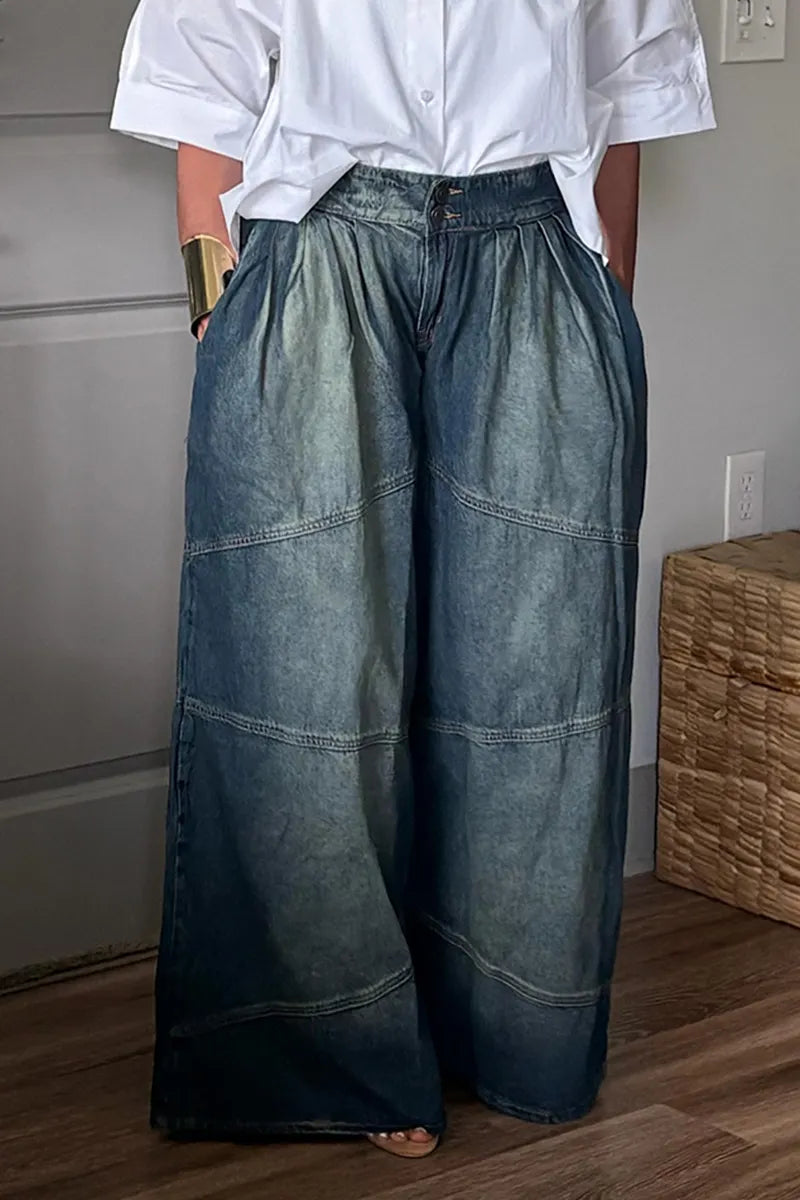 Women's Casual Loose Short Sleeve Shirt or Loose Casual Jeans
