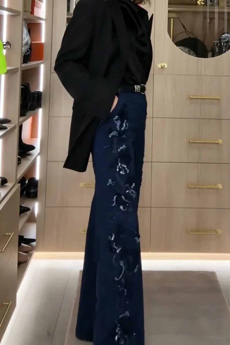 Women's Embroidered Pattern Temperament Casual Pants