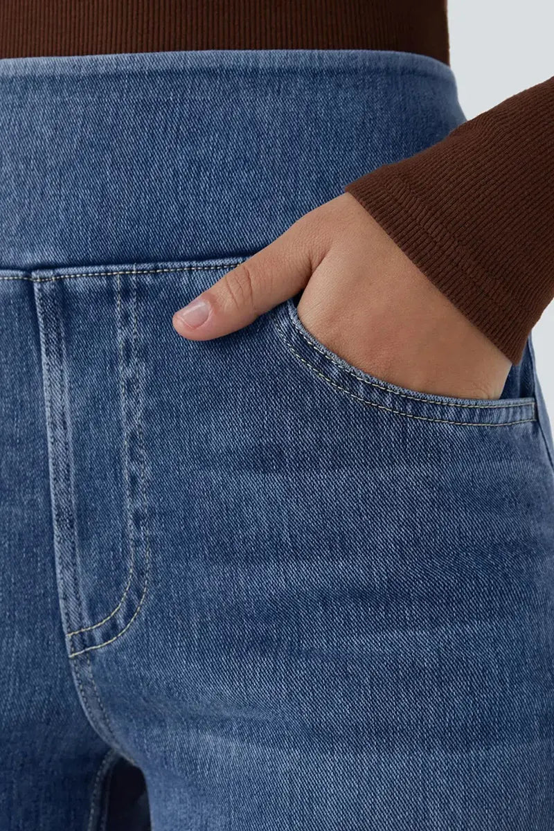 Ladies' Fashion Slim-Fit Draping Jeans