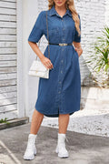 Women's Casual Loose Denim Short Sleeve Dress