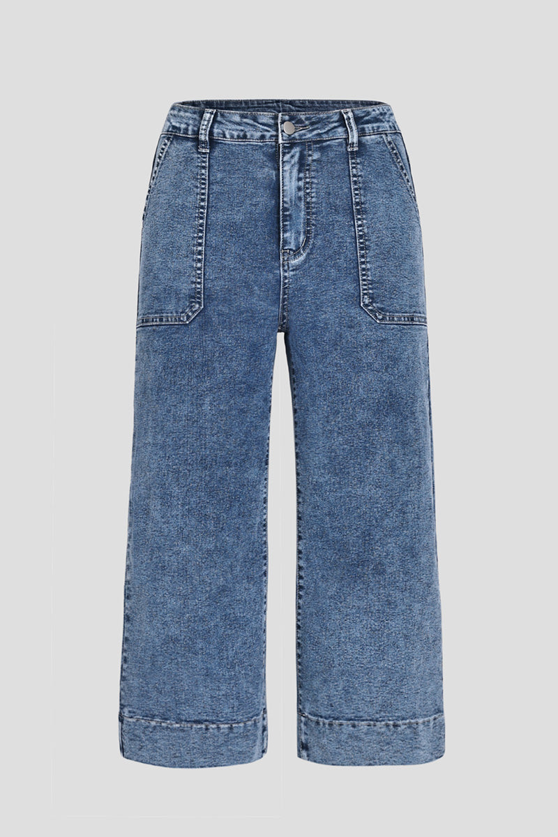 Retro French High Waisted Cropped Wide Leg Pants