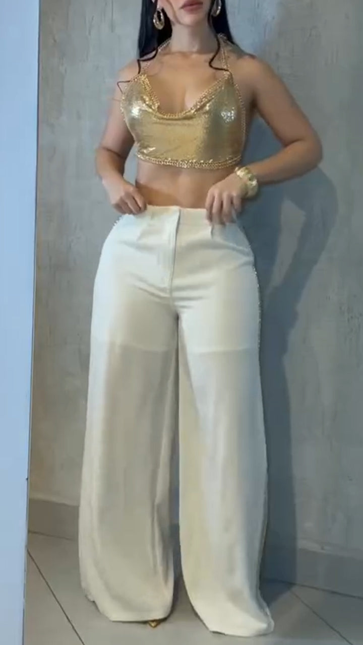 Women Halter Neck Top + Pants Sexy Casual Suit