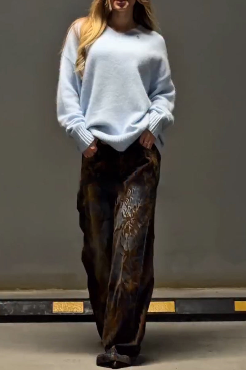 Women's Printed Casual Wide Leg Jeans