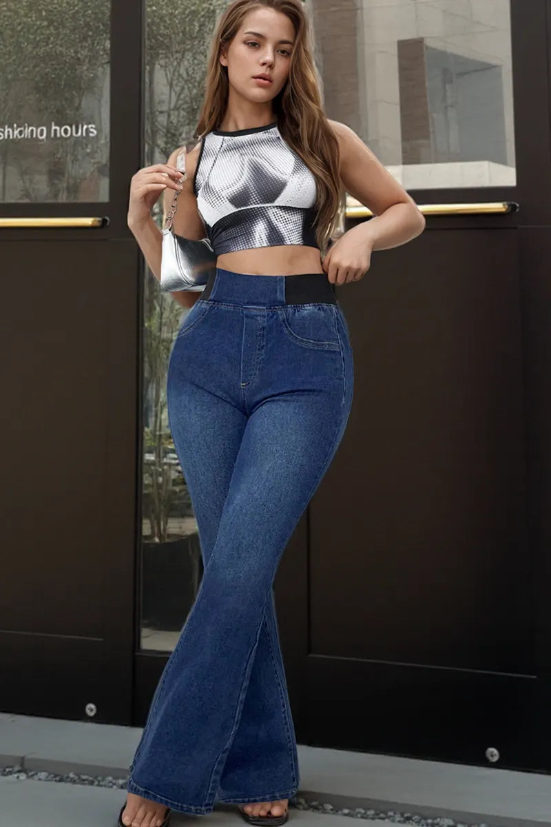 Women's Retro Stretch Slim Bootcut Jeans