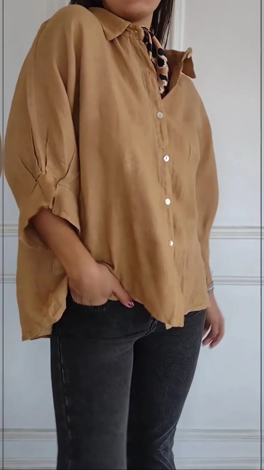 Women's Collar Solid Color Breasted Casual Top