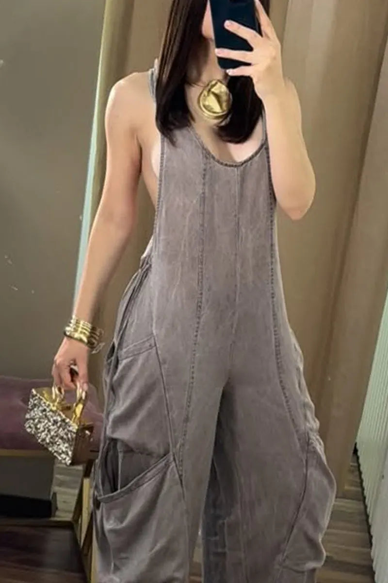 Ladies' Hot Selling Casual Workwear Denim Jumpsuit For Spring And Summer