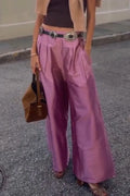 Women's Solid Color Temperament Casual Wide Leg Pants