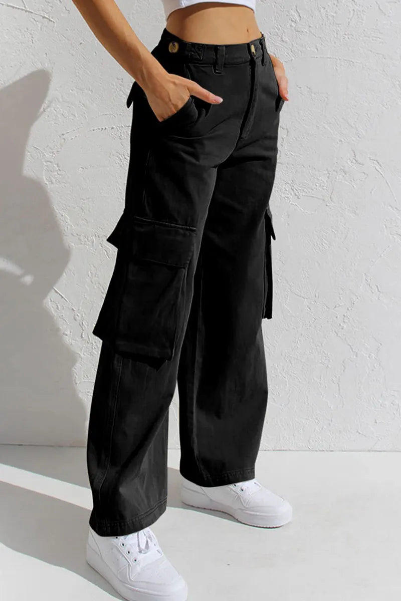 Ladies' Stylish Utility Cargo Jeans With Pockets