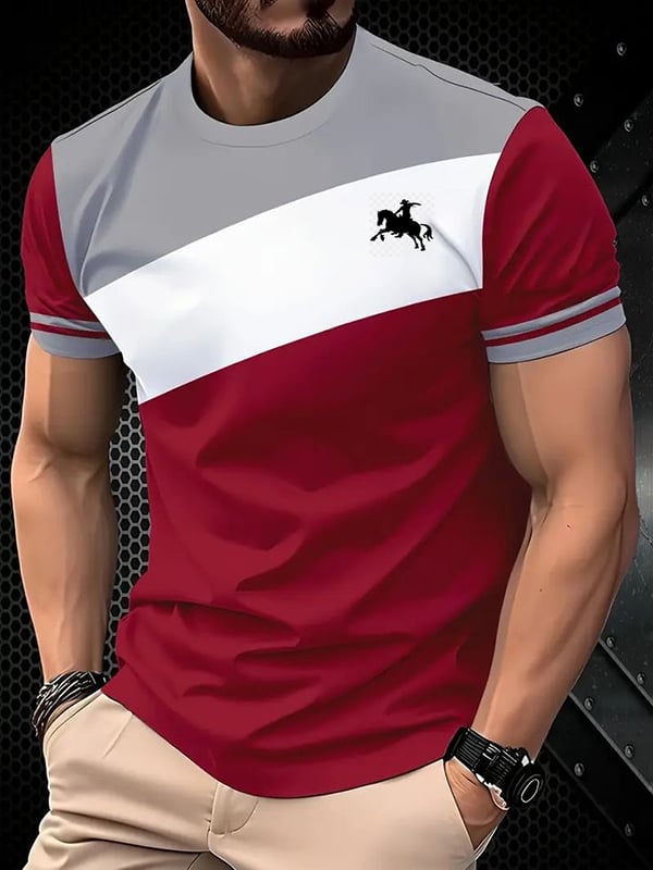 Men's Business Stripe Logo Short Sleeve T-Shirt