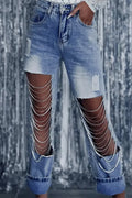 Women's Y2k Cutout Charm Wide Leg Jeans