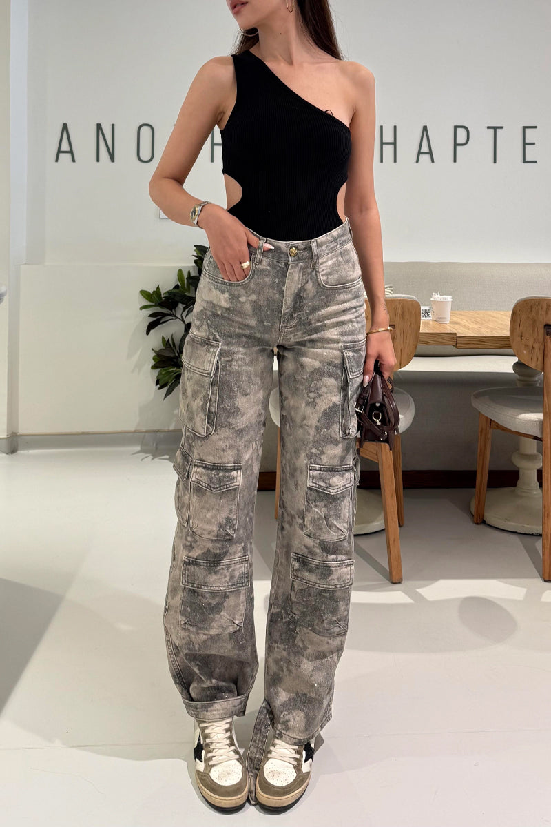 Ladies' Hot Selling Casual Camouflage Workwear Straight Leg Jeans In Spring And Summer