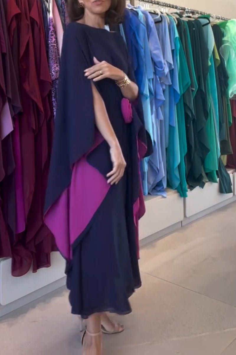 Women's Round Neck Contrasting Elegant Casual Dress