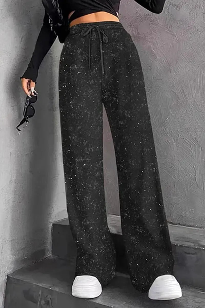 Ladies' Casual Wide Leg Sequined Pants, Shining During Holidays, Comfortable And Guaranteed