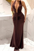 Women's Sexy Cutout Backless Bodycon Maxi Dress