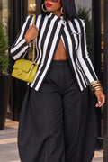 Women's Fashion Stripe Blazer or Curved Loose Pants