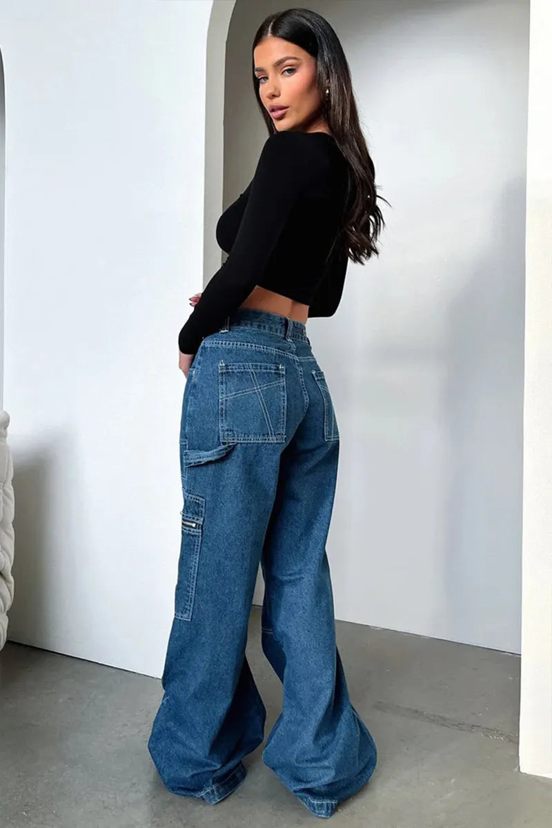 Women's Baddie Style Heavy-Duty Multi-Pocket Jeans
