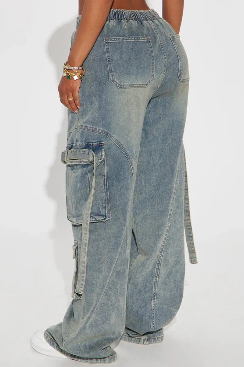 Women's High-Waist Tied Waistband Stretch Jeans