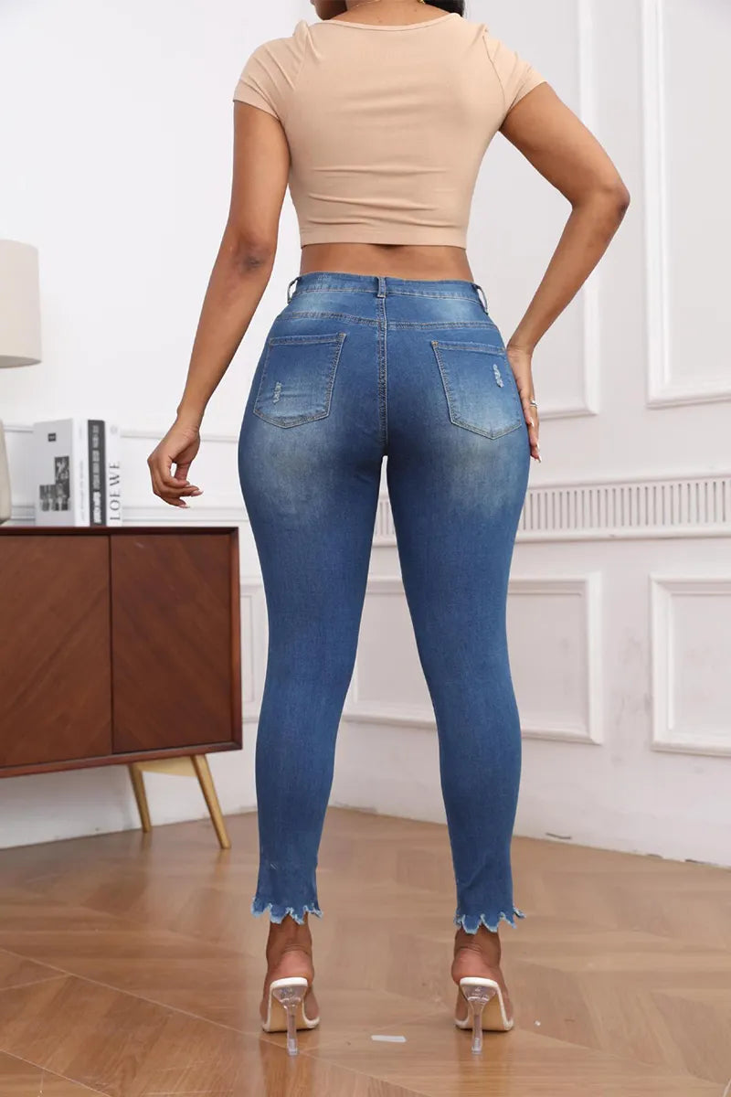 Women’s Mid-Rise Ripped Ankle Jeans