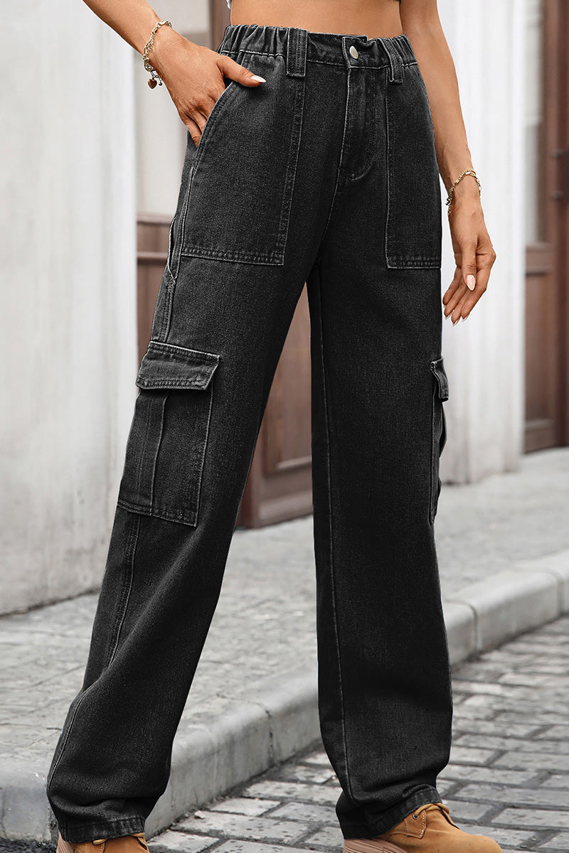 Women's Utility Chic Multi-Pocket Wide-Leg Jeans