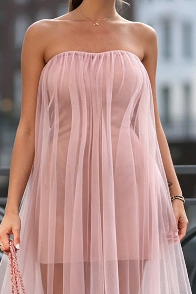 Women's Strapless Patchwork Elegant Temperament Dress