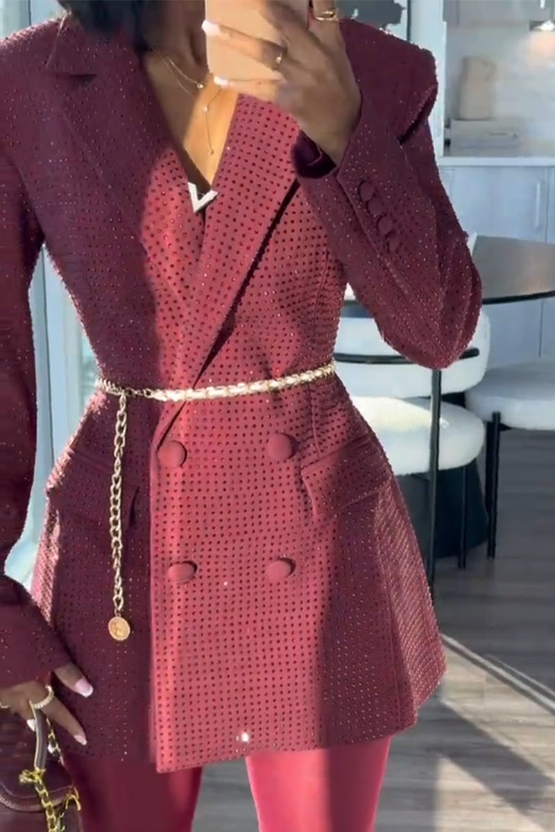 Women Lapel Hot Diamond Temperament Commuting Formal Blazer