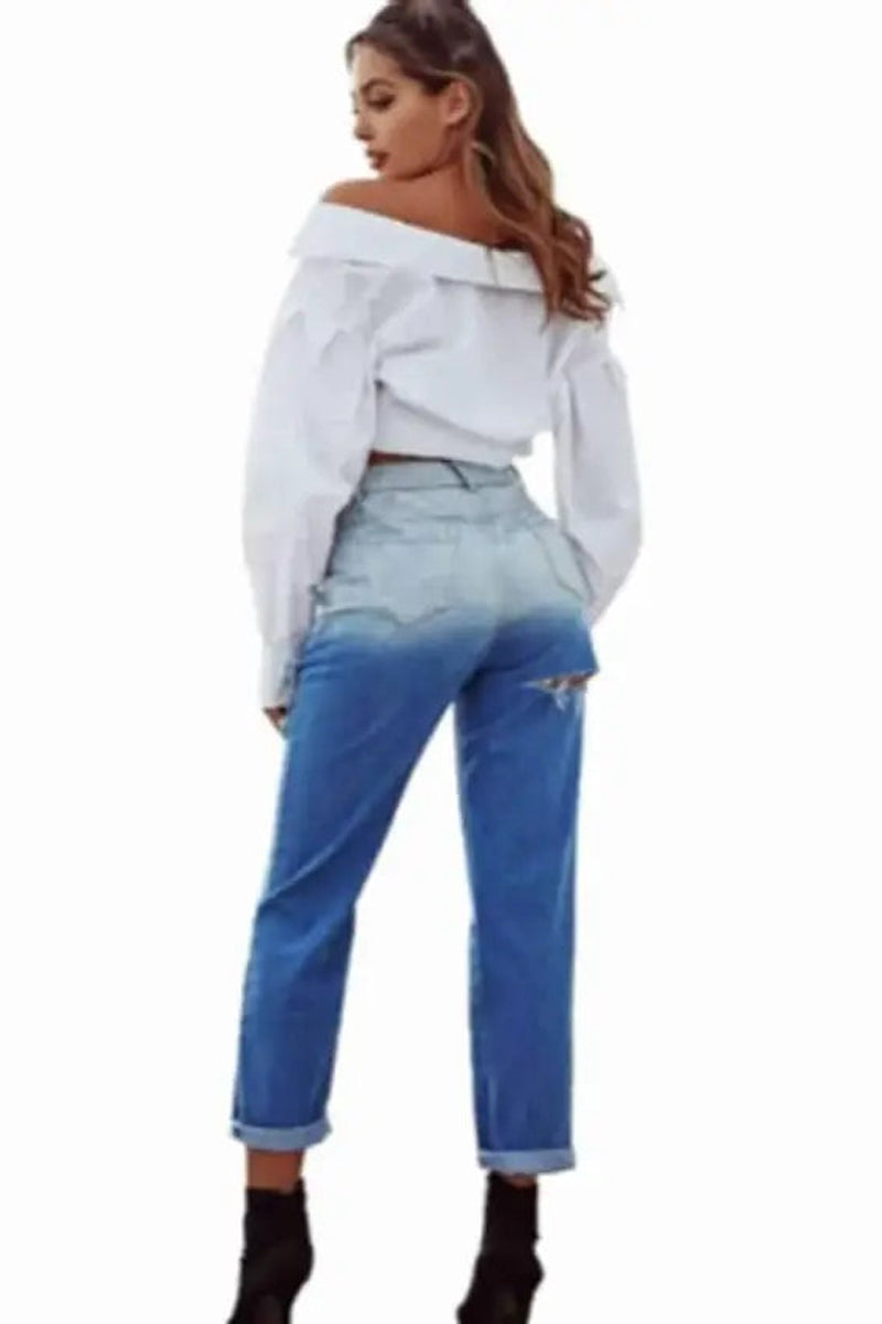 Ladies' Patchwork Vintage Sexy Street Style Jeans