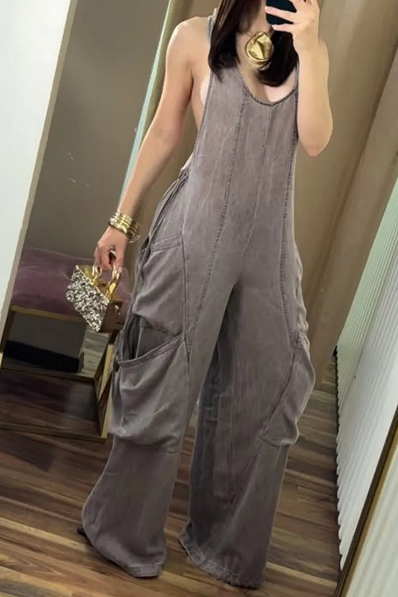 Ladies' Hot Selling Casual Workwear Denim Jumpsuit For Spring And Summer
