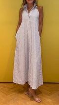 Ladies Collar Vertical Stripe Casual Dress