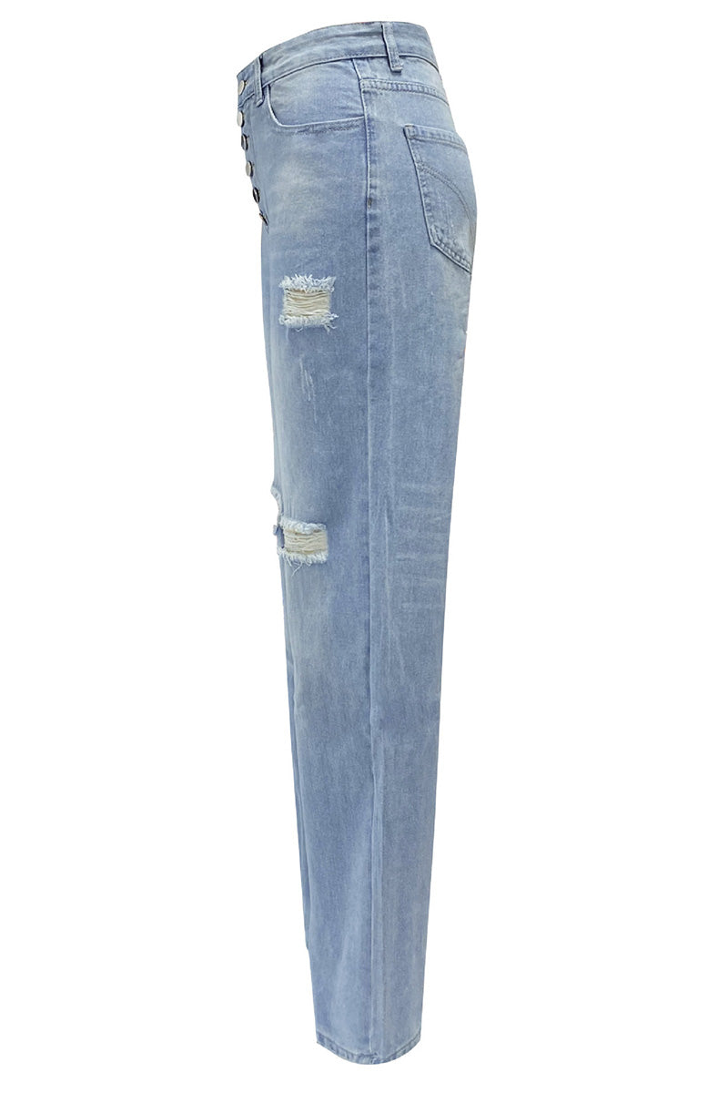 Women's Casual Washed Ripped Jeans