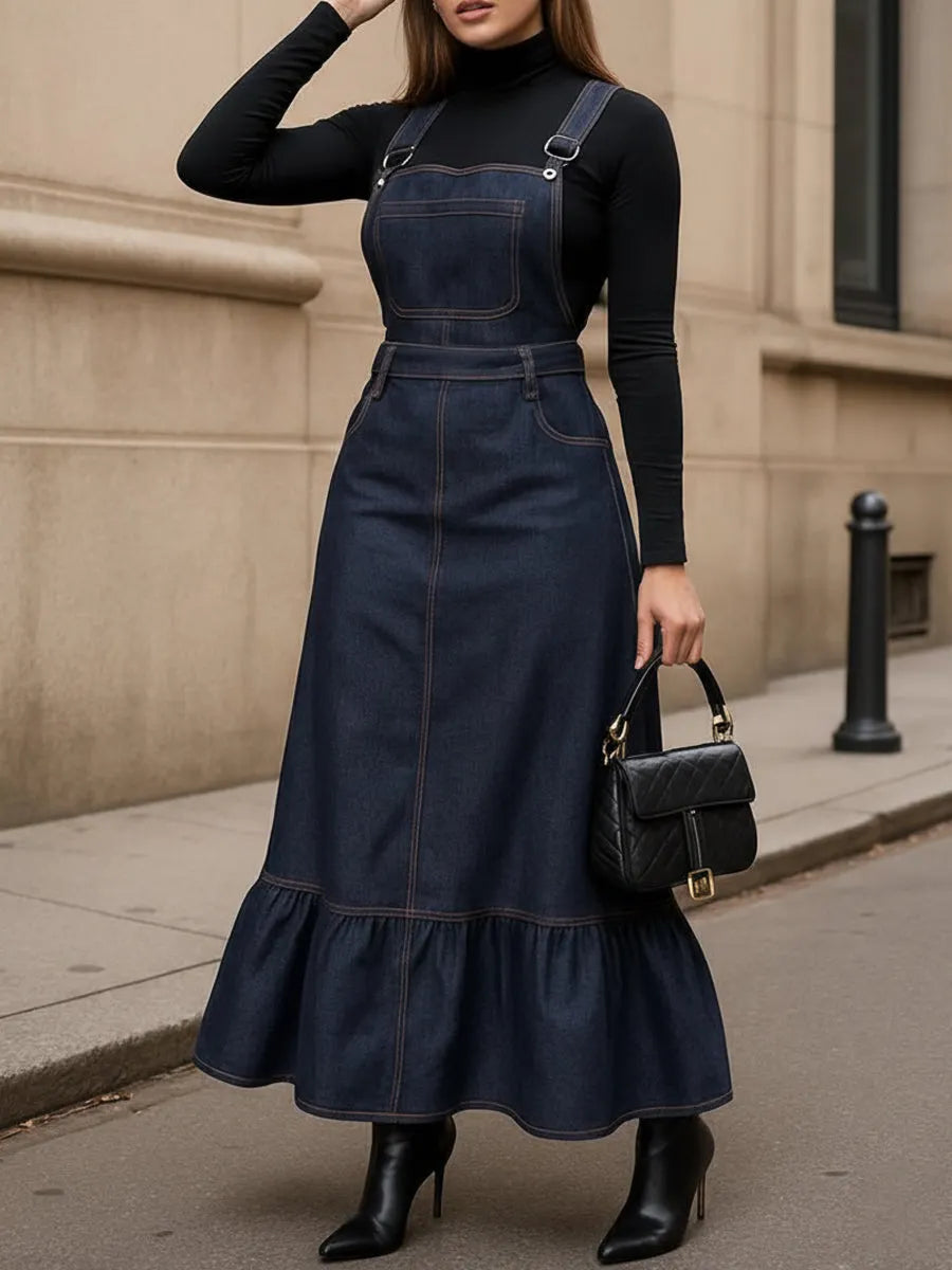 Women's Casual Denim Overall Dress