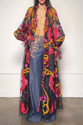 Women Printed Perspective Casual Long Cardigan