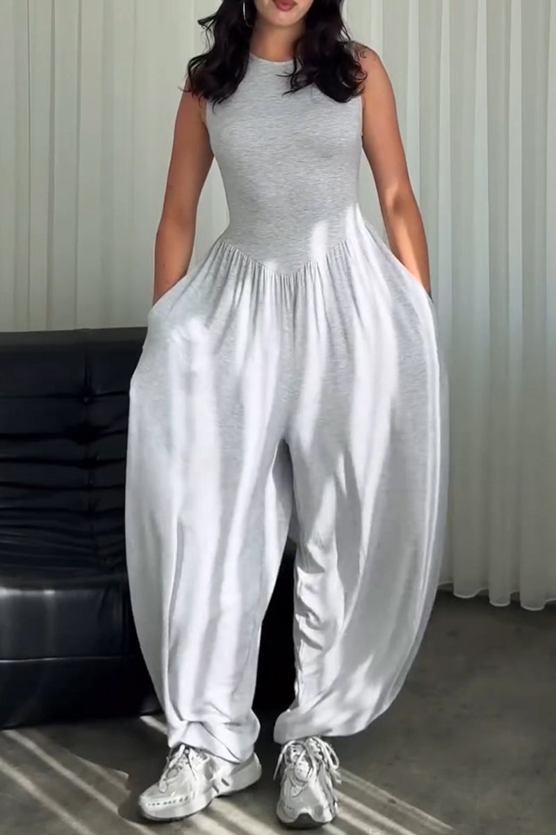 Women's Casual Wide Leg Stretch Comfortable Loose Jumpsuit