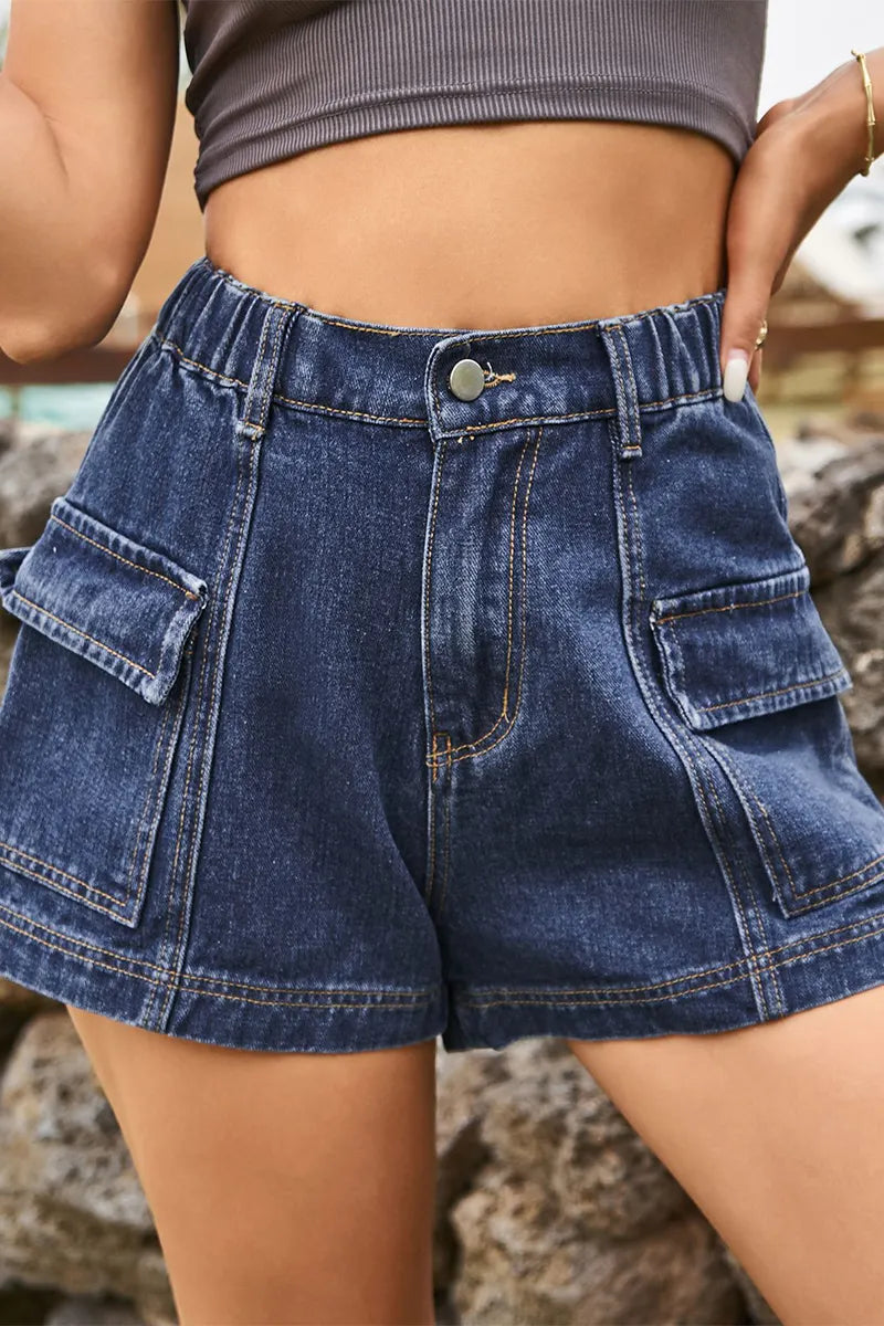 Women's American Casual Denim Cargo Shorts