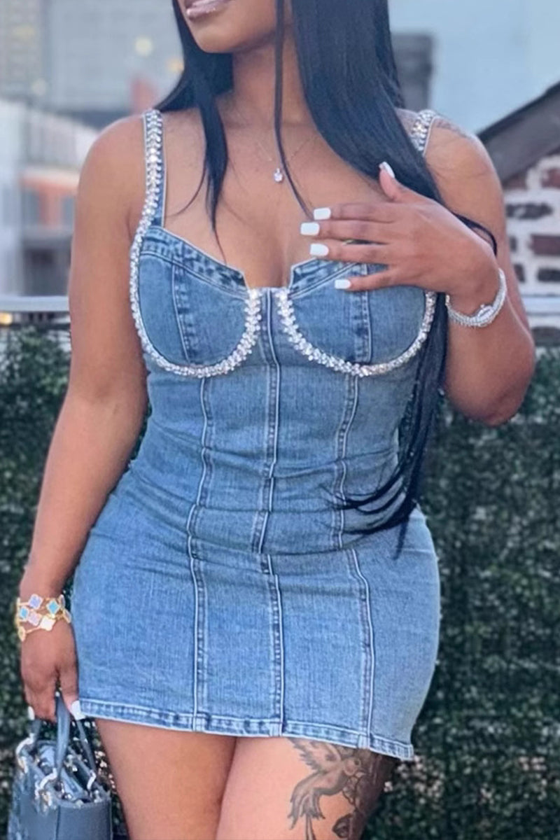 Women's New Fashion Sexy Rhinestone Mini Dress