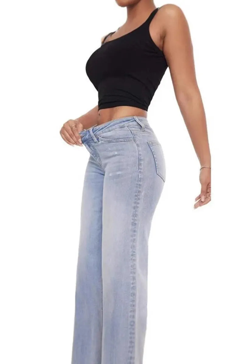 Women's Casual High Rise Lifting Washed Jeans