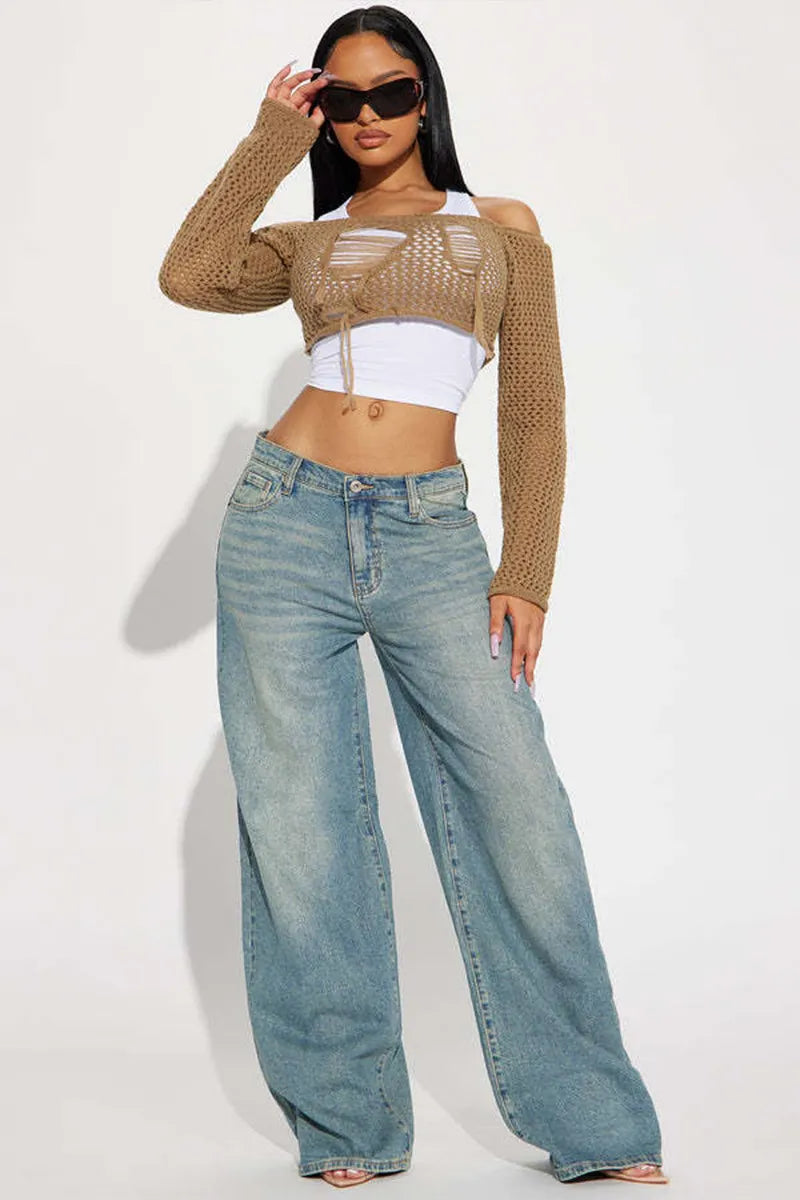 Women's High-Waist Flexible Straight-Leg Jeans