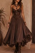 Women's Elegant Vacation Lace Oversized Hem Maxi Dress